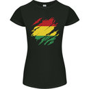 Torn Bolivia Flag Bolivian Day Football Womens Petite Cut T-Shirt Black