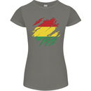 Torn Bolivia Flag Bolivian Day Football Womens Petite Cut T-Shirt Charcoal