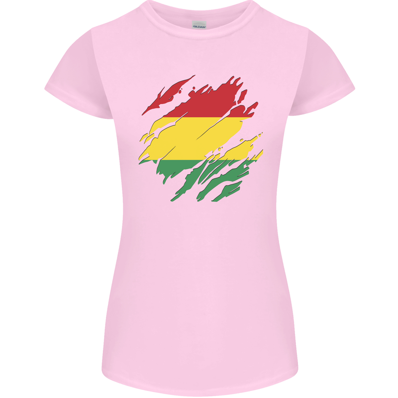 Torn Bolivia Flag Bolivian Day Football Womens Petite Cut T-Shirt Light Pink