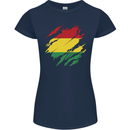 Torn Bolivia Flag Bolivian Day Football Womens Petite Cut T-Shirt Navy Blue