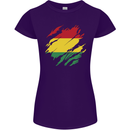 Torn Bolivia Flag Bolivian Day Football Womens Petite Cut T-Shirt Purple