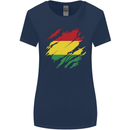 Torn Bolivia Flag Bolivian Day Football Womens Wider Cut T-Shirt Navy Blue