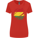 Torn Bolivia Flag Bolivian Day Football Womens Wider Cut T-Shirt Red