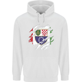 Torn Bosnia and Herzegovina Flag Day Football Childrens Kids Hoodie White