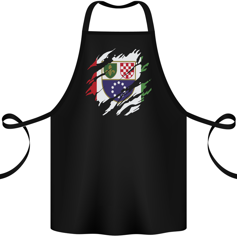 Torn Bosnia and Herzegovina Flag Day Football Cotton Apron 100% Organic Black