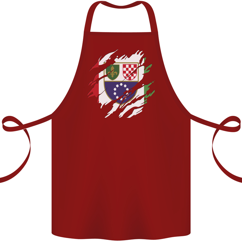 Torn Bosnia and Herzegovina Flag Day Football Cotton Apron 100% Organic Maroon