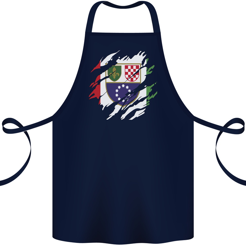 Torn Bosnia and Herzegovina Flag Day Football Cotton Apron 100% Organic Navy Blue