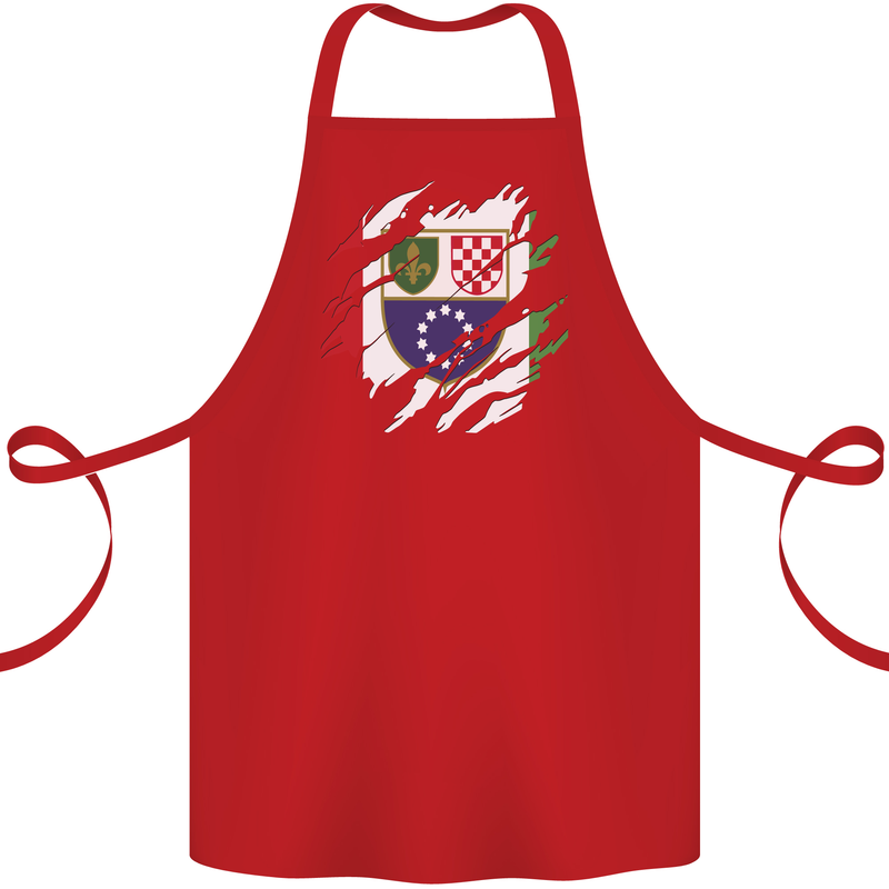 Torn Bosnia and Herzegovina Flag Day Football Cotton Apron 100% Organic Red