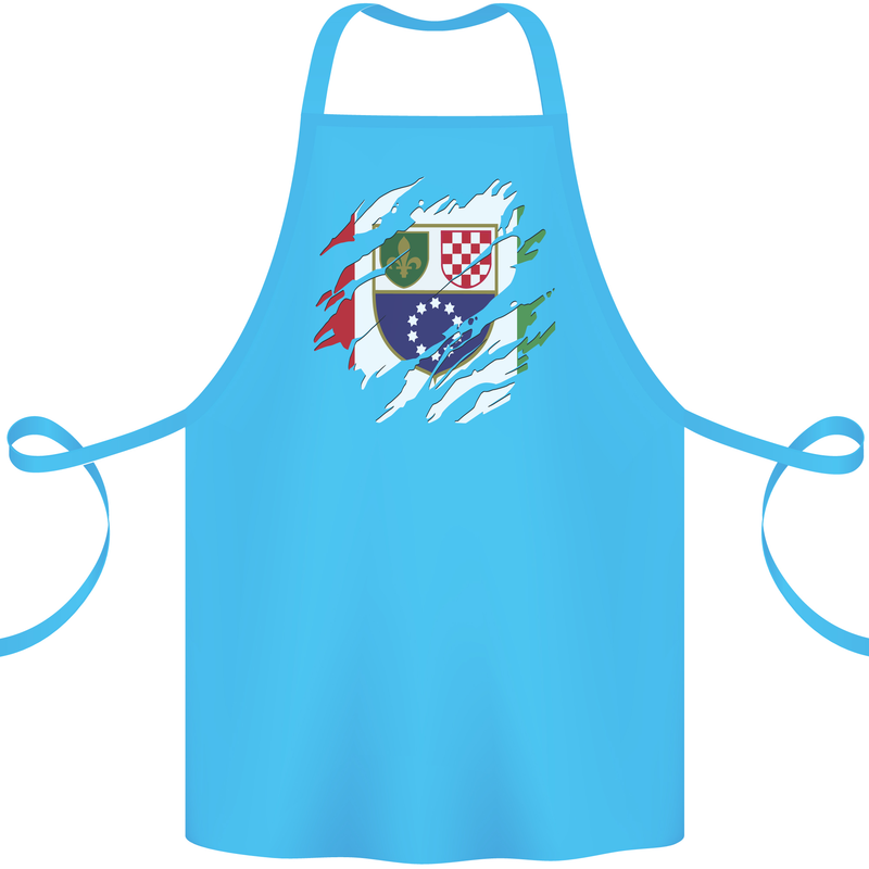 Torn Bosnia and Herzegovina Flag Day Football Cotton Apron 100% Organic Turquoise