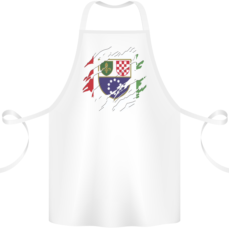 Torn Bosnia and Herzegovina Flag Day Football Cotton Apron 100% Organic White