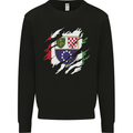 Torn Bosnia and Herzegovina Flag Day Football Kids Sweatshirt Jumper Black
