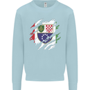 Torn Bosnia and Herzegovina Flag Day Football Kids Sweatshirt Jumper Light Blue