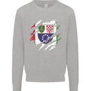 Torn Bosnia and Herzegovina Flag Day Football Kids Sweatshirt Jumper Sports Grey