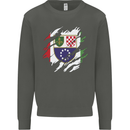 Torn Bosnia and Herzegovina Flag Day Football Kids Sweatshirt Jumper Storm Grey