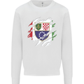 Torn Bosnia and Herzegovina Flag Day Football Kids Sweatshirt Jumper White