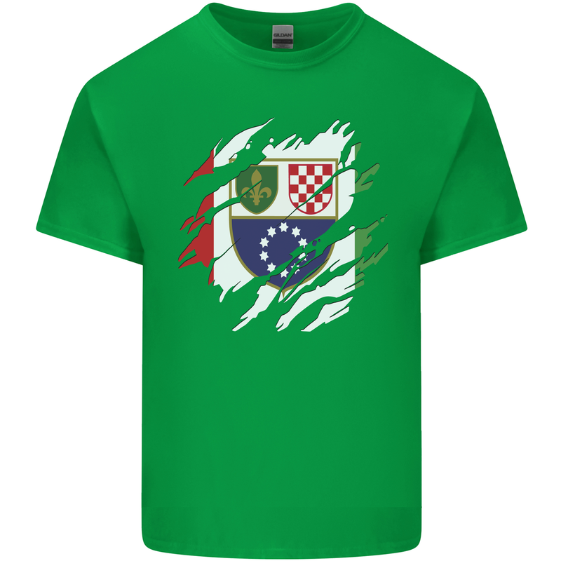 Torn Bosnia and Herzegovina Flag Day Football Kids T-Shirt Childrens Irish Green