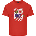 Torn Bosnia and Herzegovina Flag Day Football Kids T-Shirt Childrens Red