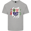 Torn Bosnia and Herzegovina Flag Day Football Kids T-Shirt Childrens Sports Grey