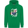 Torn Bosnia and Herzegovina Flag Day Football Mens 80% Cotton Hoodie Irish Green