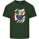 Torn Bosnia and Herzegovina Flag Day Football Mens Cotton T-Shirt Tee Top Forest Green