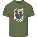 Torn Bosnia and Herzegovina Flag Day Football Mens Cotton T-Shirt Tee Top Military Green
