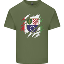 Torn Bosnia and Herzegovina Flag Day Football Mens Cotton T-Shirt Tee Top Military Green