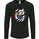 Torn Bosnia and Herzegovina Flag Day Football Mens Long Sleeve T-Shirt Black