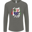Torn Bosnia and Herzegovina Flag Day Football Mens Long Sleeve T-Shirt Charcoal