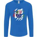 Torn Bosnia and Herzegovina Flag Day Football Mens Long Sleeve T-Shirt Royal Blue