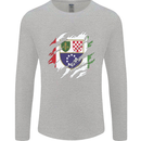 Torn Bosnia and Herzegovina Flag Day Football Mens Long Sleeve T-Shirt Sports Grey
