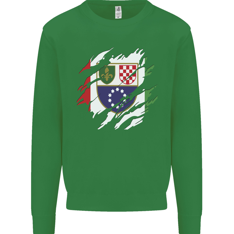 Torn Bosnia and Herzegovina Flag Day Football Mens Sweatshirt Jumper Irish Green