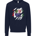 Torn Bosnia and Herzegovina Flag Day Football Mens Sweatshirt Jumper Navy Blue