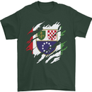 Torn Bosnia and Herzegovina Flag Day Football Mens T-Shirt 100% Cotton Forest Green