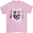Torn Bosnia and Herzegovina Flag Day Football Mens T-Shirt 100% Cotton Light Pink
