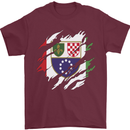 Torn Bosnia and Herzegovina Flag Day Football Mens T-Shirt 100% Cotton Maroon
