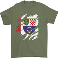 Torn Bosnia and Herzegovina Flag Day Football Mens T-Shirt 100% Cotton Military Green