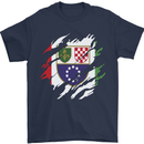Torn Bosnia and Herzegovina Flag Day Football Mens T-Shirt 100% Cotton Navy Blue