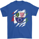 Torn Bosnia and Herzegovina Flag Day Football Mens T-Shirt 100% Cotton Royal Blue