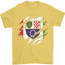 Torn Bosnia and Herzegovina Flag Day Football Mens T-Shirt 100% Cotton Yellow