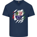Torn Bosnia and Herzegovina Flag Day Football Mens V-Neck Cotton T-Shirt Navy Blue