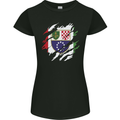 Torn Bosnia and Herzegovina Flag Day Football Womens Petite Cut T-Shirt Black