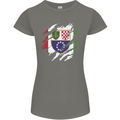 Torn Bosnia and Herzegovina Flag Day Football Womens Petite Cut T-Shirt Charcoal