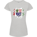 Torn Bosnia and Herzegovina Flag Day Football Womens Petite Cut T-Shirt Sports Grey