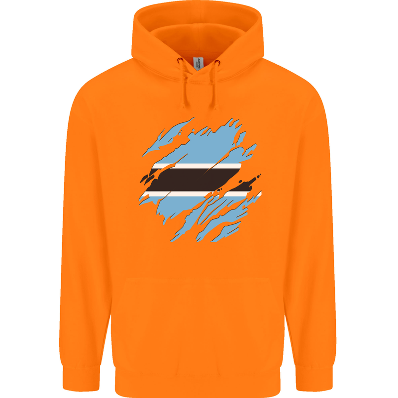 Torn Botswana Flag Batswana Day Football Childrens Kids Hoodie Orange