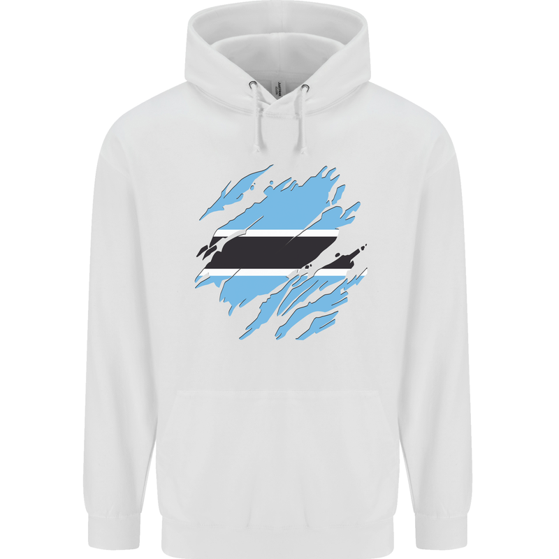 Torn Botswana Flag Batswana Day Football Childrens Kids Hoodie White