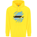 Torn Botswana Flag Batswana Day Football Childrens Kids Hoodie Yellow