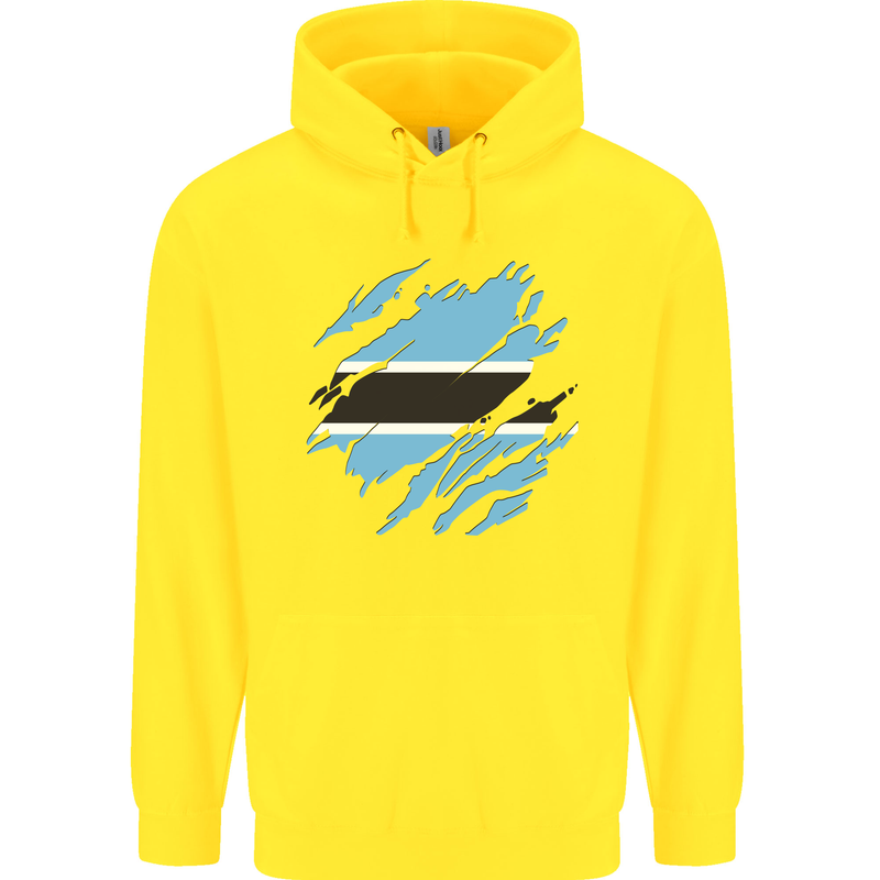 Torn Botswana Flag Batswana Day Football Childrens Kids Hoodie Yellow