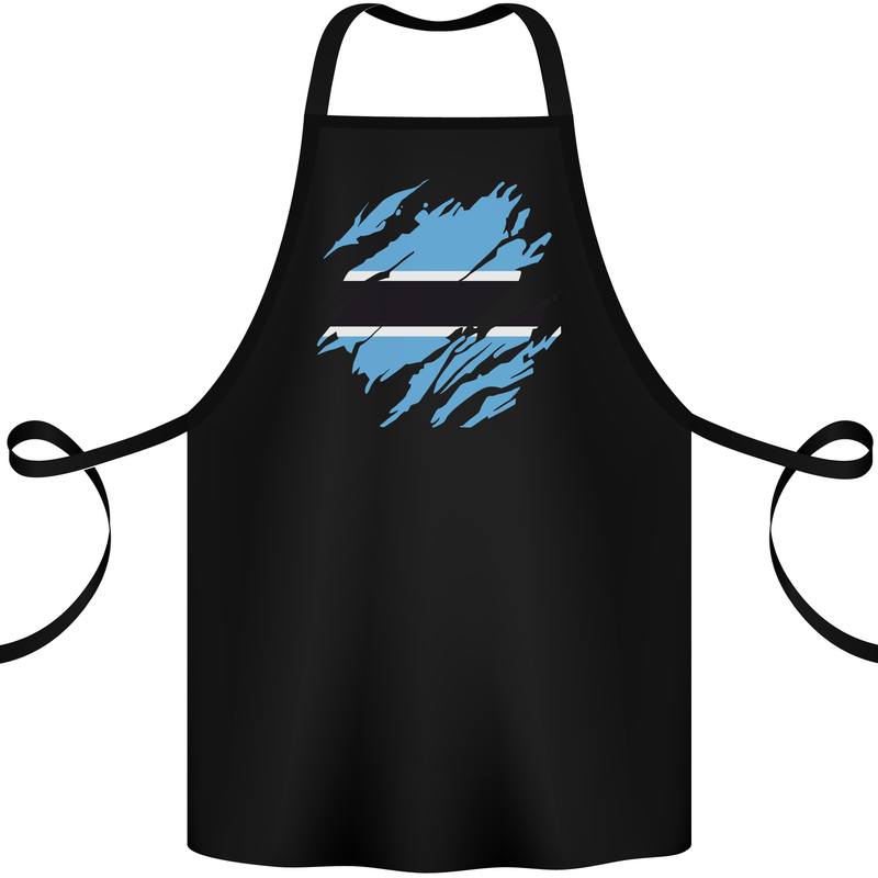 Torn Botswana Flag Batswana Day Football Cotton Apron 100% Organic Black