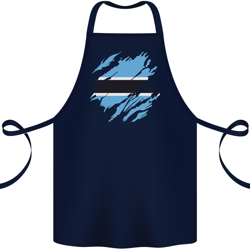 Torn Botswana Flag Batswana Day Football Cotton Apron 100% Organic Navy Blue