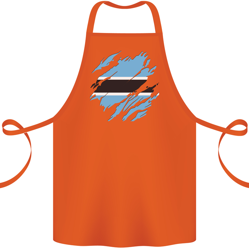 Torn Botswana Flag Batswana Day Football Cotton Apron 100% Organic Orange
